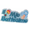 Centro Tavola Battesimo in Polistirolo – “Il Mio Battesimo” con Sonaglino e Ciuccio Celeste Glitter | Decorazione 50 cm