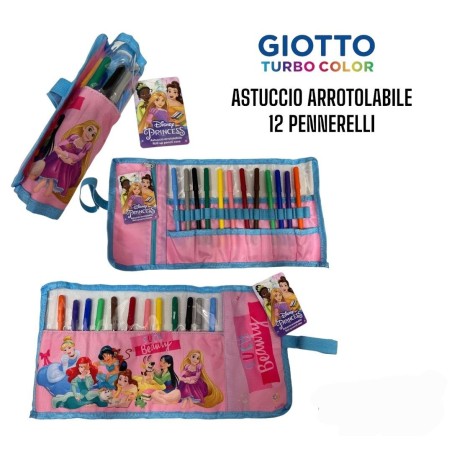Astuccio Scuola Roll con 12 Pennarelli Giotto - Frozen Disney Tombolino Portacolori 40x20cm