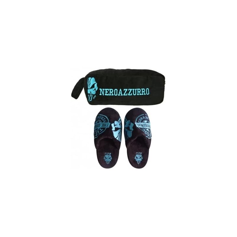 Pantofole uomo chiuse con Pochette invernali Nero Azzurro Antiscivolo con Suole Morbide Comode