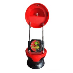 "Pallone Rosso Nero: Orologio Sveglia con Lampada da Tavolo - Combina Stile, Funzionalità e Illuminazione in un Unico Design!"