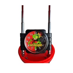 "Pallone Rosso Nero: Orologio Sveglia con Lampada da Tavolo - Combina Stile, Funzionalità e Illuminazione in un Unico Design!"