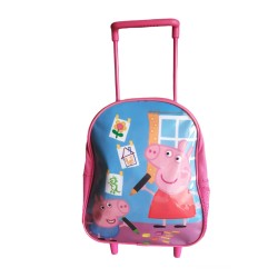 ZAINO ASILO CON TROLLEY PEPPA PIG ROSA RUOTE MANICO ALLUNGABILE