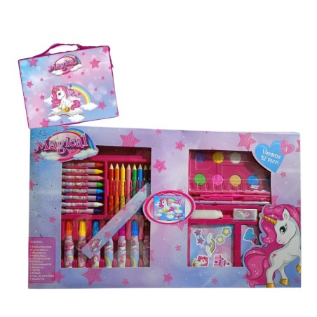 Valigetta Creativa Unicorno Disney – Kit Cancelleria Completo 52 Pezzi per Bambini | Disegno, Colori e Fantasia