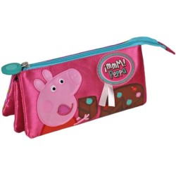 ASTUCCIO BUSTINA PORTACOLORI 3 SCOMPARTI PEPPA PIG SCUOLA