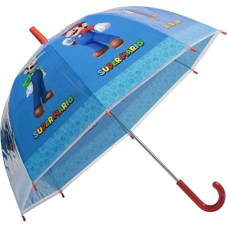 Ombrello Manuale Cupola 46cm Super Mario -Luigi Antivento con Apertura di Sicurezza