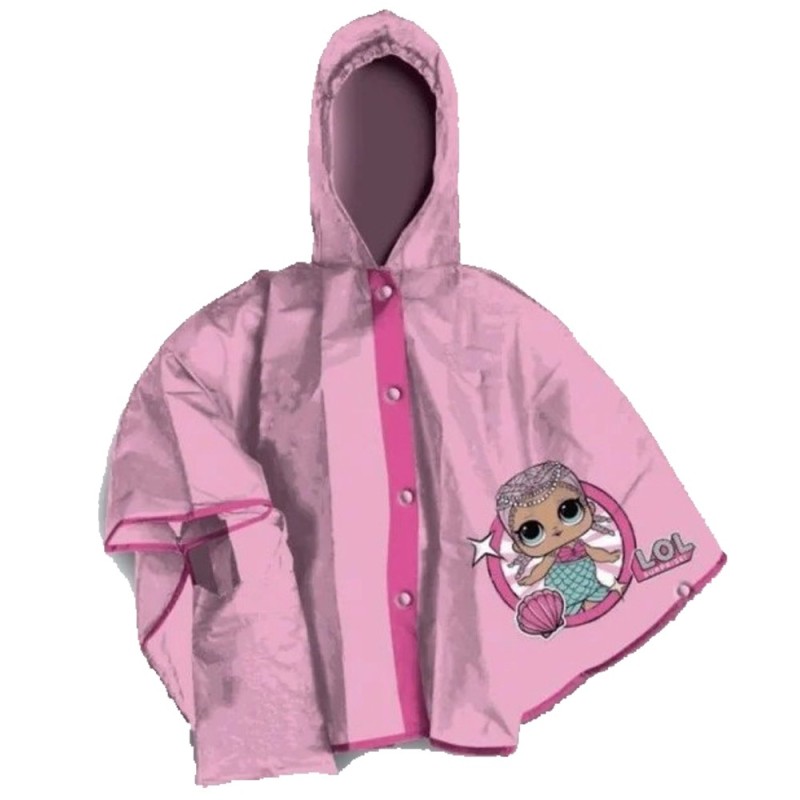 Poncho Mantella Pioggia LOL Surprise per Bambina 8-9 Anni – Impermeabile, Antivento e Antipioggia con Bottoni