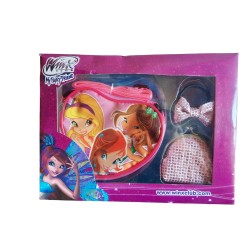 Winx-Confezione Regalo Tracollina Cuore con Portaspiccioli e Elastico Capelli Fiocco Bambina