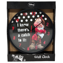Orologio da Parete Disney Sette Nani - Brontolo, Diametro 24 cm | Idea Regalo per Cameretta Bambino