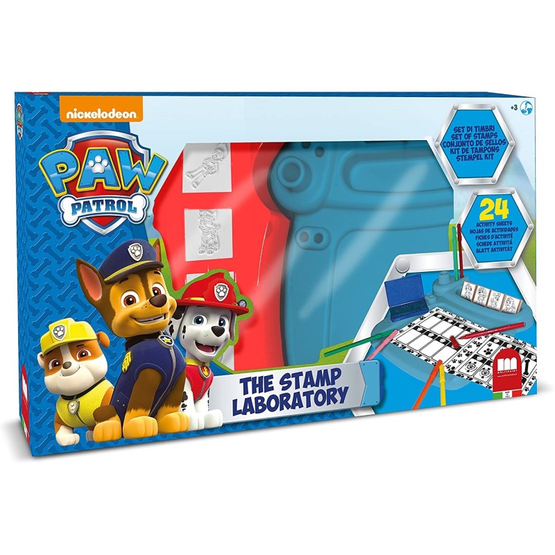 Laboratorio Set Stampa e Timbri Paw Patrol – Set Creativo in Legno e Gomma con Banchetto e Pennarelli Fila