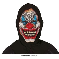 Maschera Clown Horror con Cappuccio Nero – Maschera Spaventosa per Halloween, Carnevale e Feste a Tema