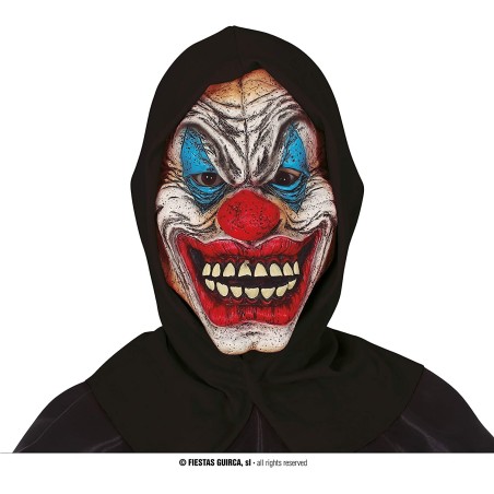 Maschera Clown Horror con Cappuccio Nero – Maschera Spaventosa per Halloween, Carnevale e Feste a Tema
