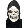 Maschera Teschio in PVC con Cappuccio Nero – Costume Adulto Halloween e Carnevale, Maschera Horror Realistica