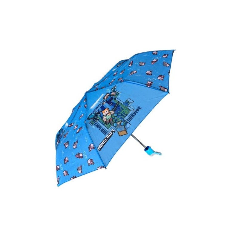 Ombrello Pieghevole Bambina Miniecraft Antivento con Struttura Rinforzata Ombrello Portatile per Borsa, Zaino o Viaggio