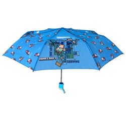 Ombrello Pieghevole Bambina Miniecraft Antivento con Struttura Rinforzata Ombrello Portatile per Borsa, Zaino o Viaggio