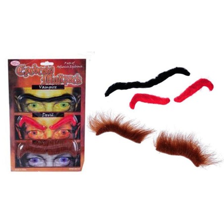 Set Sopracciglia Finta Diavolo Vampiro 3 Pezzi – Accessorio Travestimenti per Halloween e Carnevale