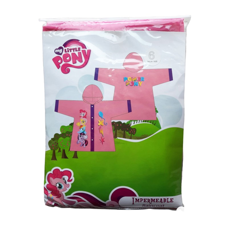 Impermeabile Antipioggia con Cappuccio per Bambina - My Little Pony Disney | Antivento e Impermeabile | Taglia 6 Anni