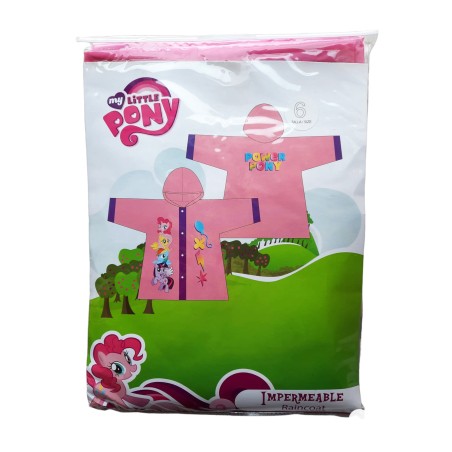 Impermeabile Antipioggia con Cappuccio per Bambina - My Little Pony Disney | Antivento e Impermeabile | Taglia 6 Anni