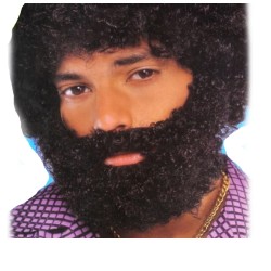 Barba Nera Riccia con Baffi Uomo – Accessorio Travestimenti Carnevale, Halloween, Feste in Maschera e Cosplay