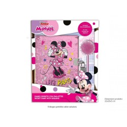 MINNIE DIARIO CON PAILETTES REVERSIBILE CON PENNA PON PON DISNEY