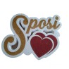 SCRITTA SPOSI CON DOPPIO CUORI GLITTER MATRIMONIO CENTRO TAVOLA 40X24X5CM