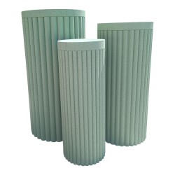 Set 3 Colonne Cilindriche Plissettate Alzate Matrioska Impilabili per Eventi, Vetrine e Allestimenti Scenografici