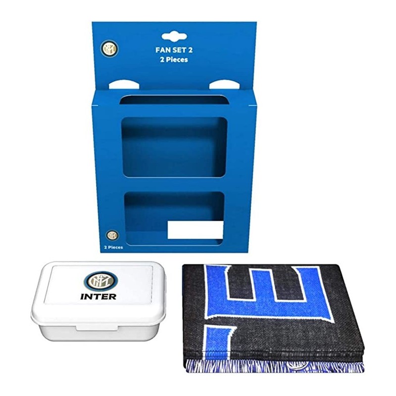 Set Regalo Ufficiale FC Inter – Porta Merenda e Sciarpa in Confezione Regalo – Idea Regalo per Tifosi