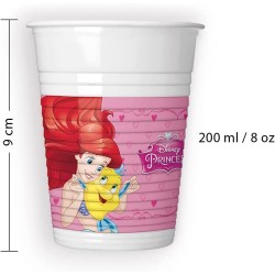 8 BICCHIERI FESTA PLASTICA DISNEY PRINCIPESSE COMPOSTABILE