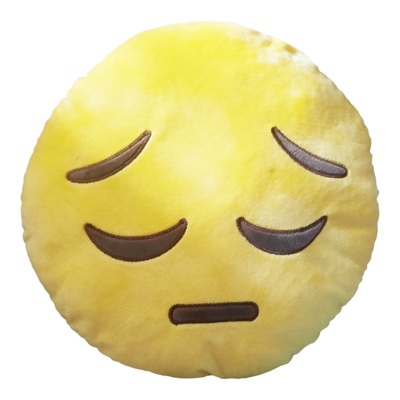 Cuscino Peluche Emoji Smile Rotondo giallo 32 cm, Faccina Triste