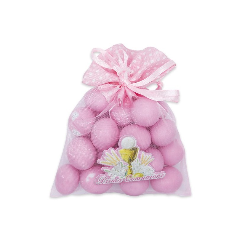 12 Sacchettini in tulle Portaconfetti 8 x 8 cm Comunione Rosa Bomboniere Bambina