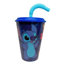Bicchiere con Cannuccia Lilo & Stitch Disney – Capacità 430 ml – Design Tropicale