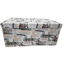 Scatola Regalo Vintage 33x24x18 cm – Design Newspaper con Coperchio | Elegante Porta Oggetti