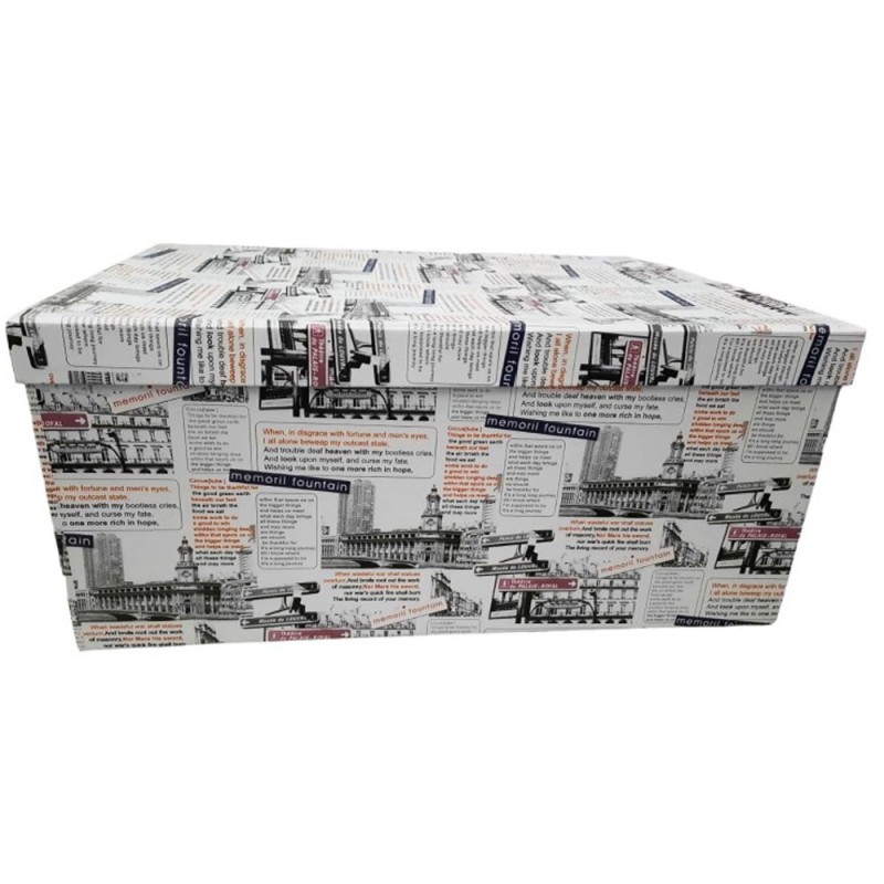 Scatola Regalo Vintage Newspaper 24×12×16 cm con Coperchio – Elegante Scatola Portaoggetti Rigida