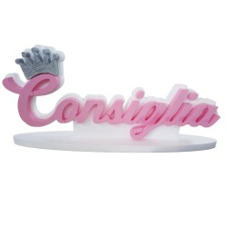 Nome 3D Personalizzato i65 cm con Base e Coroncina – Decorazione Centro Tavola per Compleanno, Nascita e Battesimo