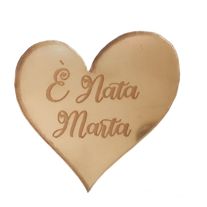 Bomboniera Nascita-Battesimo Plexiglass Specchio Cuore con Incisione Personalizzato