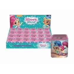 Temperamatite in Latta Quadrato Doppio Foro Shimmer & Shine Disney - Accessorio per Scuola e Regalino per Festa