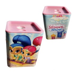 Temperamatite in Latta Quadrato Doppio Foro Shimmer & Shine Disney - Accessorio per Scuola e Regalino per Festa