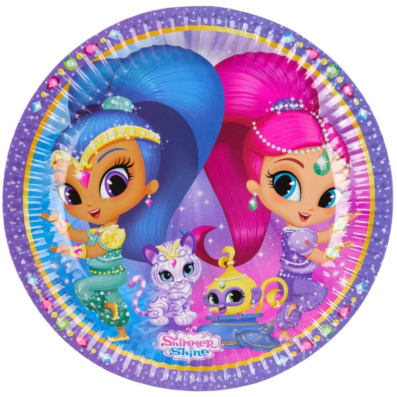8 piatti in cartone Shimmer Shine Ø 23 diametro Feste & Compleanni Piatti Torta