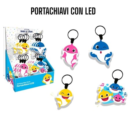 Gadget Compleanno Portachiavi Baby Shark con Led torcia cm 7 Regalini compleanno Bambina