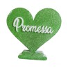 CUORE CON BASE GLITTER PROMESSA CENTRO TAVOLA CERIMONIA 25X24X40CM