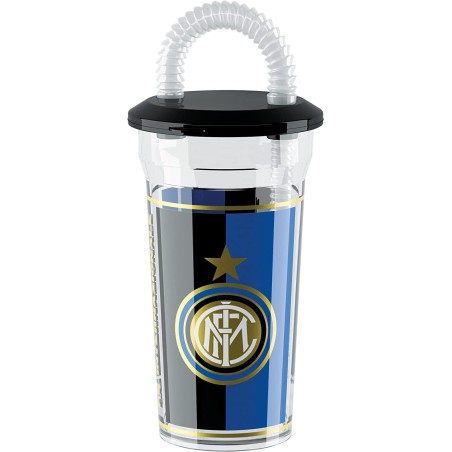 Bicchiere con Cannuccia FC Inter Ufficiale – Capacità 430 ml – Design Neroazzurro