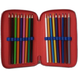 Astuccio Scuola 3D Cars Disney Saetta McQueen - Multiscomparto 3 Zip con Portacolori e Pennarelli Giotto