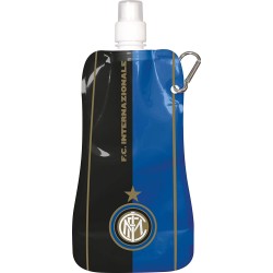 Borraccia pieghevole in plastica PTE con moschetto in alluminio FC.INTER Ufficiale 480 cl Sport Scuola e Tempo Libero
