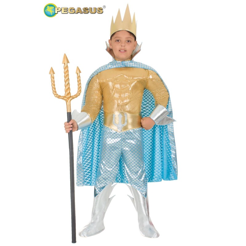 VESTITO COSTUME RE TRITONE MSCHERA di CARNEVALE BAMBINO