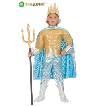 VESTITO COSTUME RE TRITONE MSCHERA di CARNEVALE BAMBINO