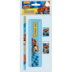 Blister da 5 pezzi Blaze Disney | Matita, Notes, Gomma, Righello, Temperino | Scuole & Tempo Libero