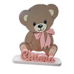 Sagoma Orsetto in Polistirolo 80 cm con Nome 3D Personalizzato – Decorazione Compleanno Bambino, Allestimento Feste e Battesimo