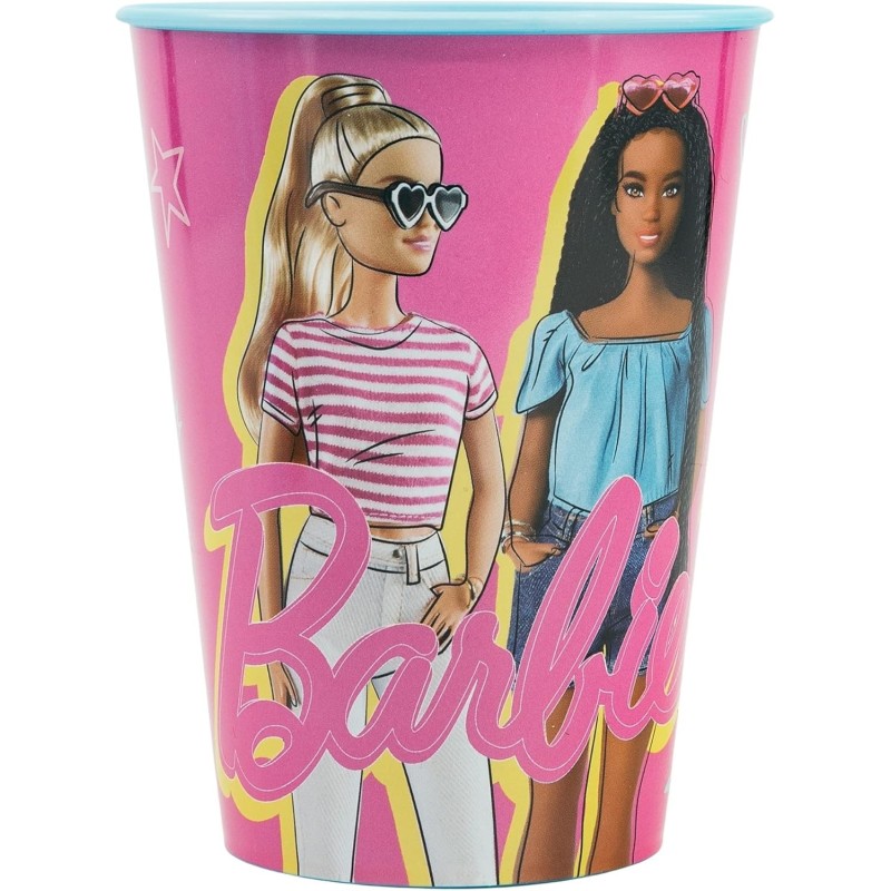 Bicchiere Barbie in Plastica 260 ml – Tazza Bambina per Scuola, Casa, Tempo Libero – Leggera e Sicura, Colori Vivaci