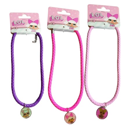 Lol Surprise collana fashion per Bambina Cordino in similpelle intrecciato ciondolo in metallo smaltato