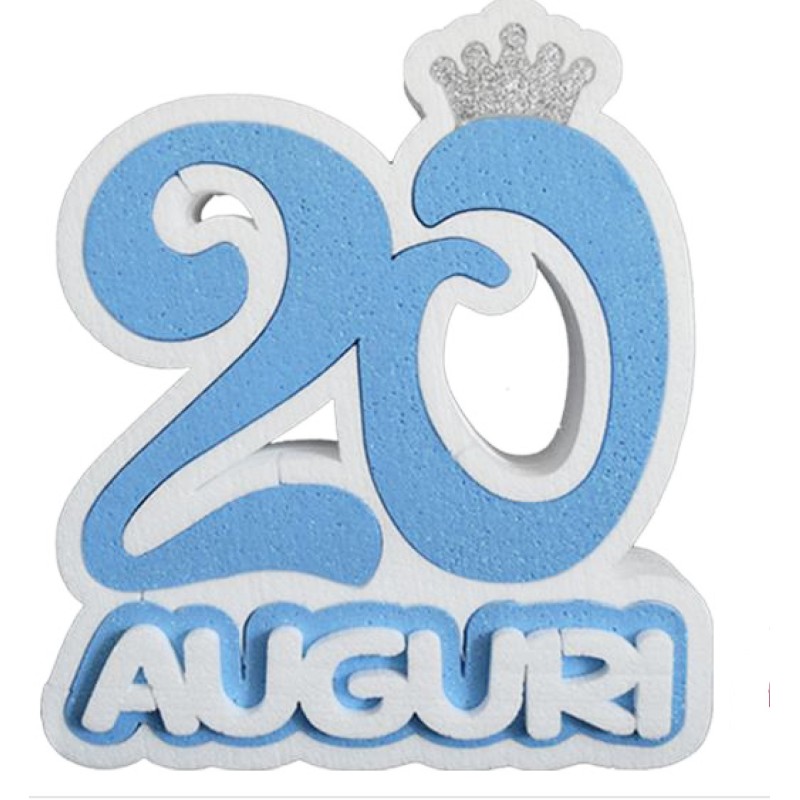 Numeri Sagomati in Polistirolo Colorati per Compleanni e Anniversari - "20 con Coroncina"