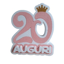 Numeri Sagomati in Polistirolo Colorati per Compleanni e Anniversari - "20 con Coroncina"